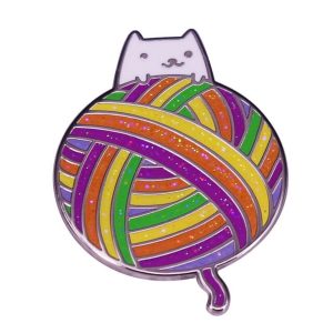 Cat and Sparkle Yarn Pin
