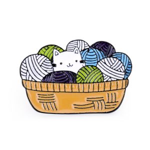 Yarn Basket Cat Pin